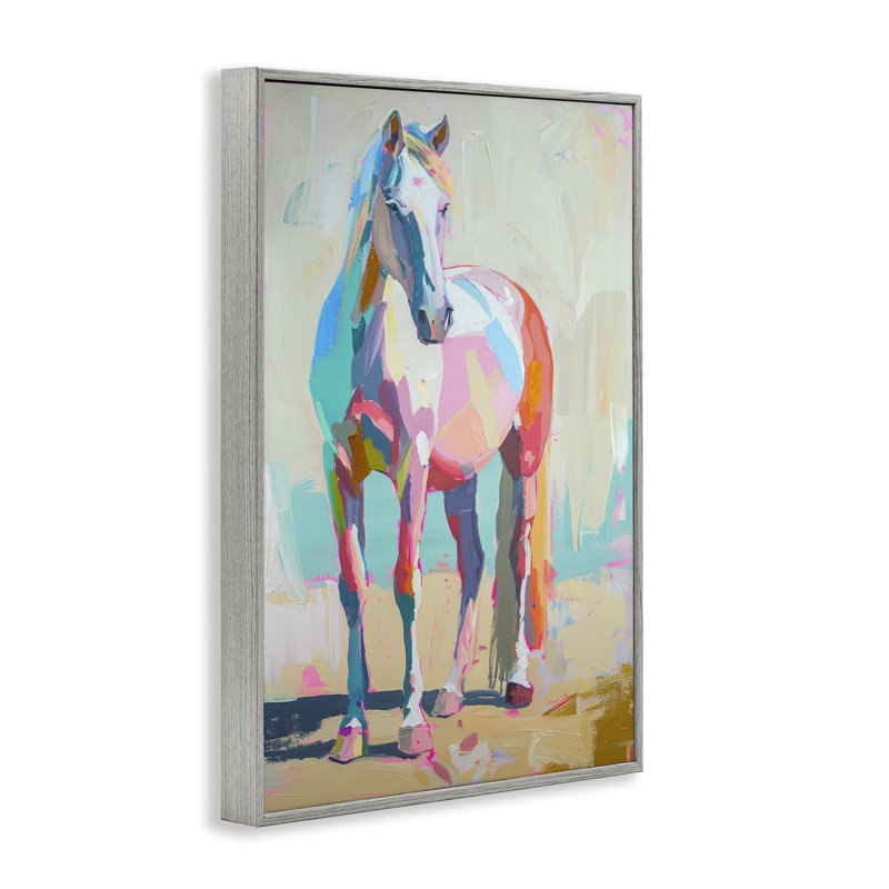 Art giclée de cheval aux tons pastel par Petal Prints Design, Estampe numérique Farmhouse, H 24 po x l 16 po