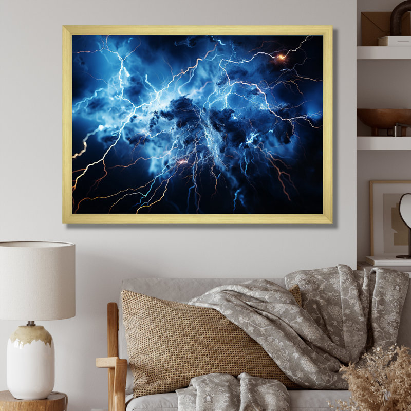 Lightning Electrifiant Symphony - Lightning, reproduction d'art sur toile encadrée, H 12 po x l 20 po x P 1 po
