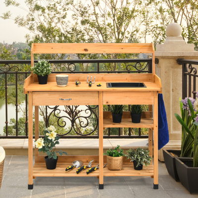Olmstead Fir Wood Potting Bench