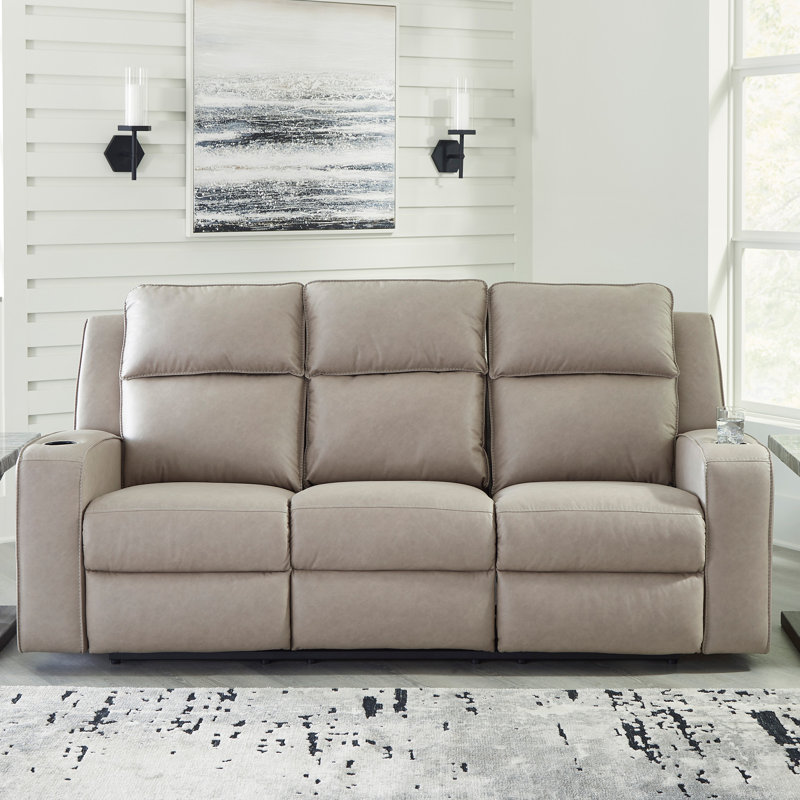 Canapé inclinable avec table rabattable Stockley, Similicuir gris
