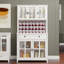 Armoire de rangement pour garde-manger 71 po avec comptoir de four à micro-ondes 71 po, armoire à bahut autoportante avec 3 tablettes réglables, 5 portes en verre et 1 grand tiroir - blanc
