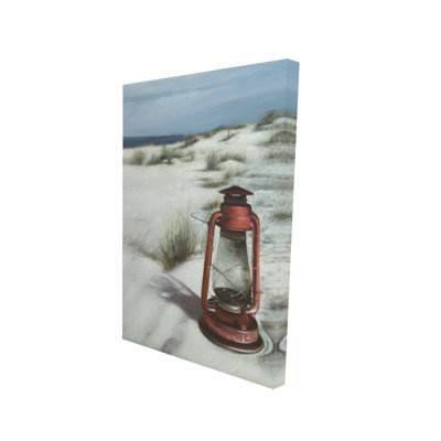 Lantern on the Beach - Coastal Bathroom Canvas Home Decor