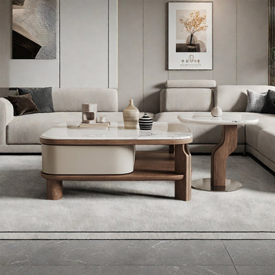 Microcrystalline stone square coffee table