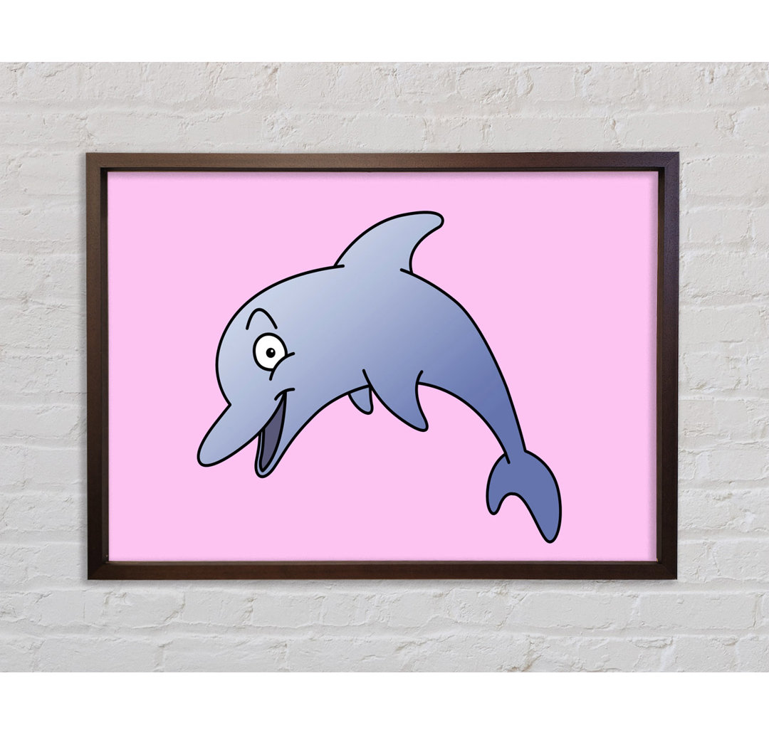 Happy Dolphin Pink - Einzelner Bilderrahmen Kunstdrucke auf Leinwand