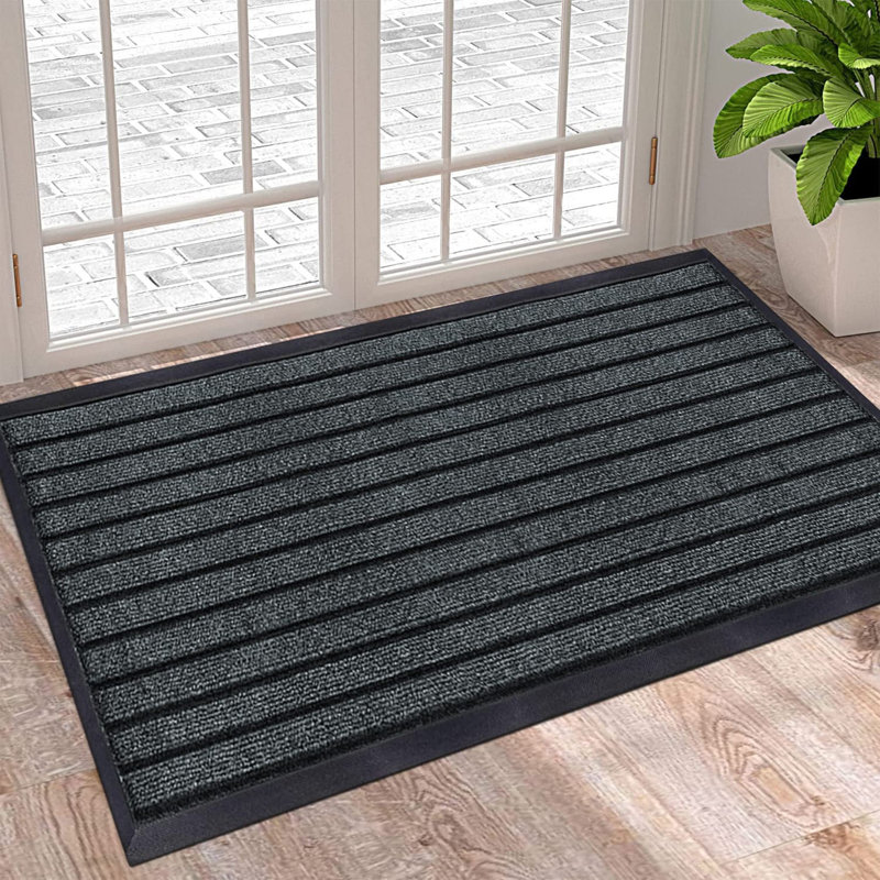 Hullfish Non-Slip Indoor Outdoor Door Mat, Grey, Rectangle 50cm W x 80cm L