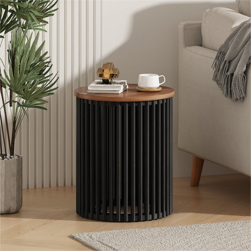 Table d'appoint en bois massif ACACIA, couleur naturelle et noire