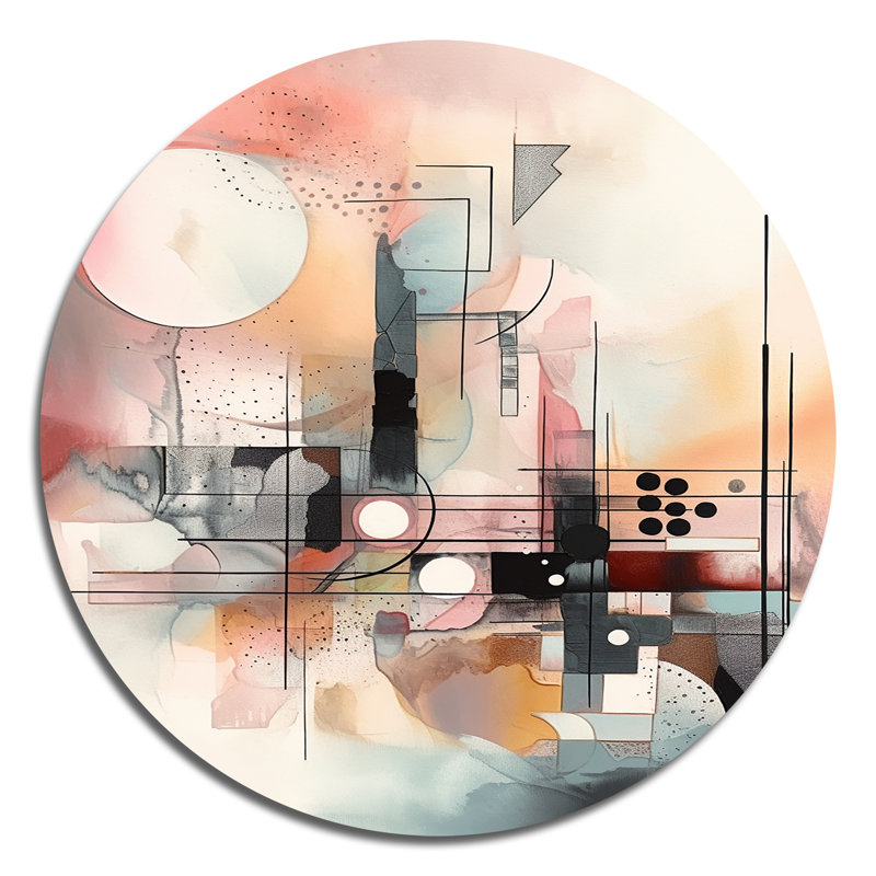 Explorations In Serenity III - Art abstrait géométrique rond sur métal, H 23 po x l 23 po x P 1 po