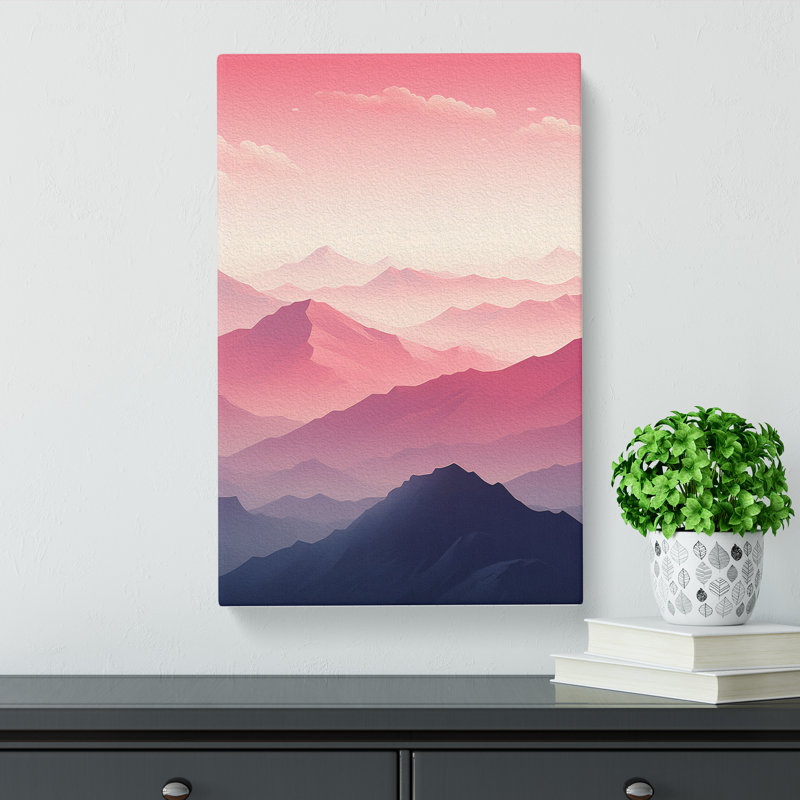 Japanese Mountains Minimalism - Art Prints - Wrapped Canvas, 60cm H x 40cm W x 3cm D