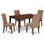 Cet ensemble de salle à manger 5 pièces comprend une table de salle à manger rectangulaire et 4 chaises Parson rembourrées en tissu beige clair-909311348-909311350-922650897