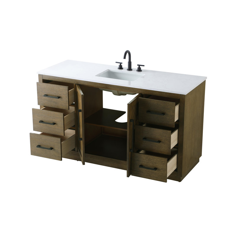 Meuble-lavabo simple 60 po, Noisette chêne