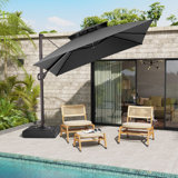 Wampler 116.14'' Cantilever Umbrella with Crank Lift , Counter Weights Included