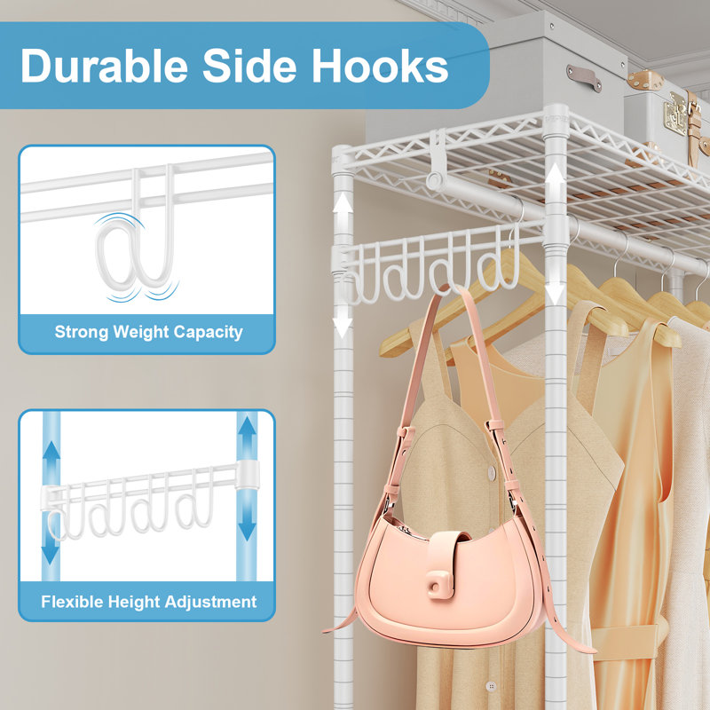 R1C Plus White Wire Garment Rack with Black Cover
