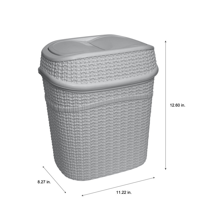 Gray Plastic Sailor Knot Swing Top Waste Bin - 9.5 Liter