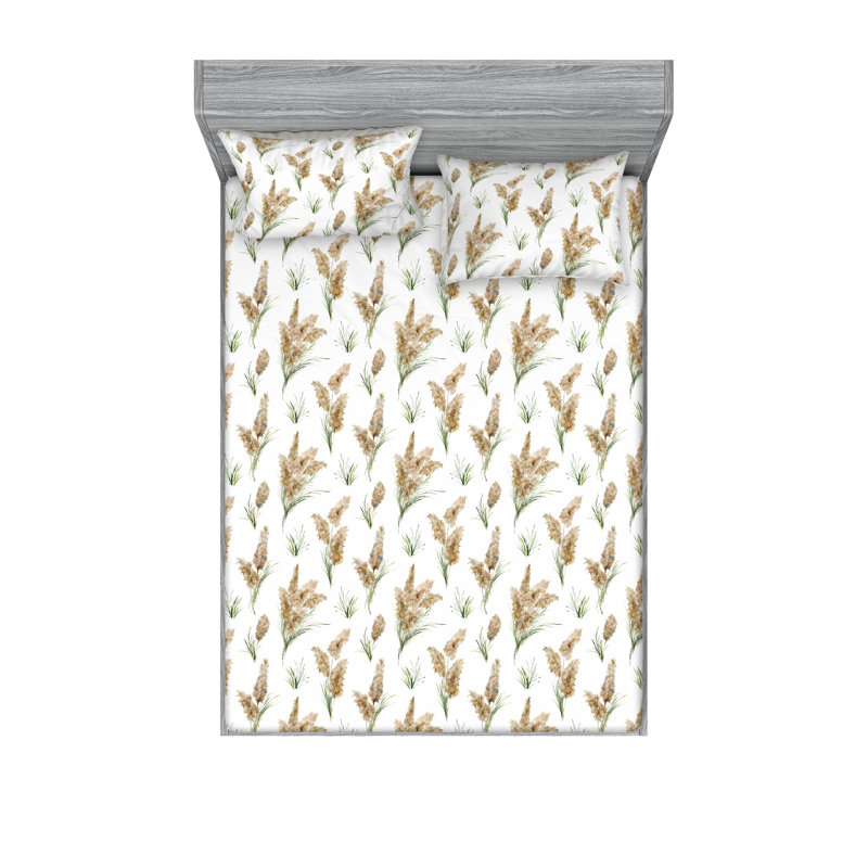 Microfiber Sheet Set, Autumn Season Chamomiles, Queen Sheet Set with 2 Pillowcases