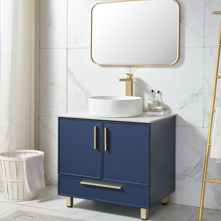 Vanity Art 12-Inch Bathroom Vanity Cabinet 3 Drawer Side Storage Organizer Freestanding Single Vanity Bedroom/Bathroom/Entryway - Blue