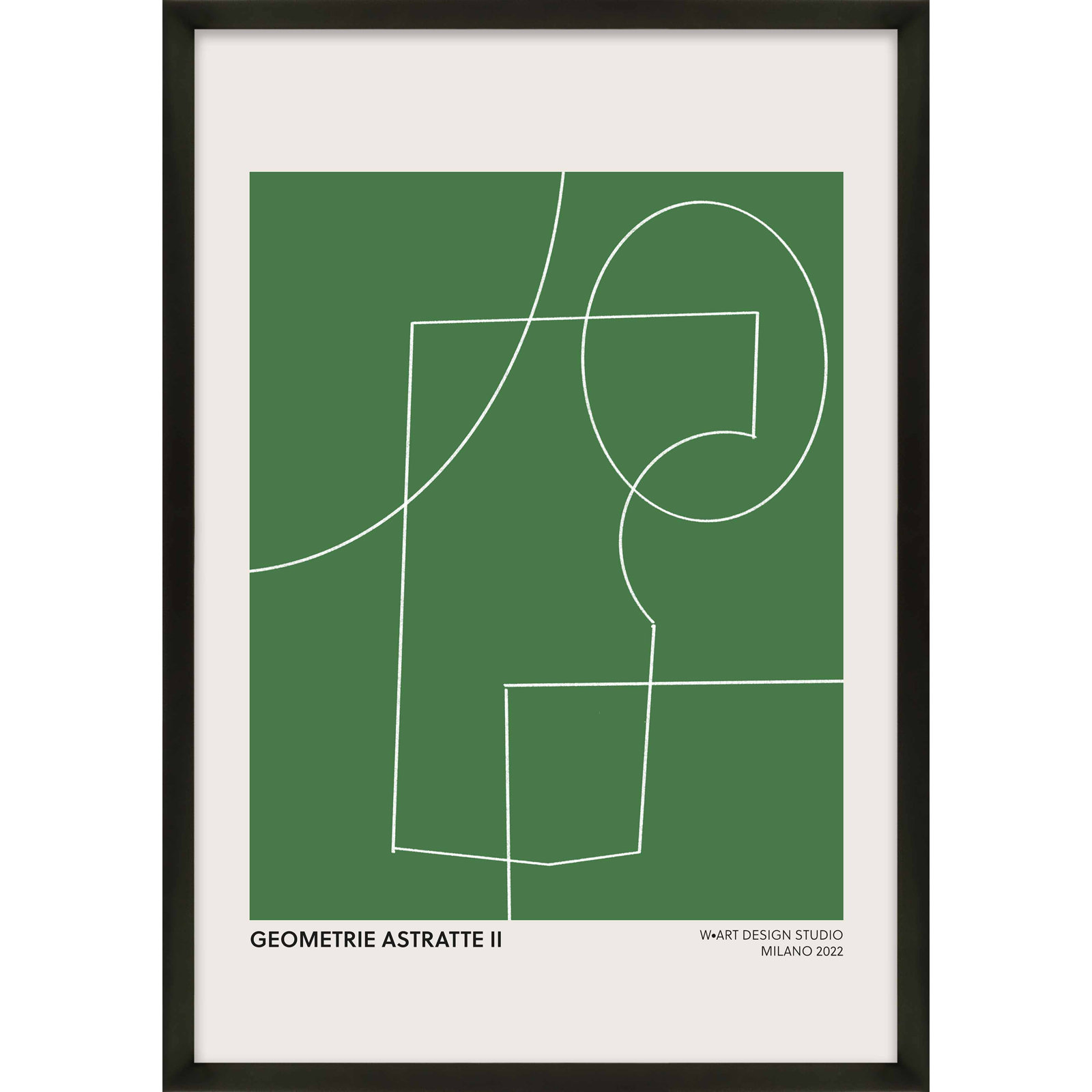 Caila "Geometric Abstraction in Green" Print, Black, 50" H x 35" W x 1.25" D