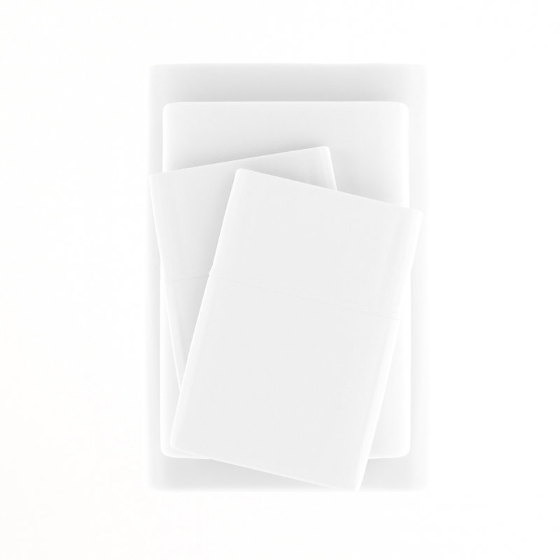 Ensemble de draps en microfibre doublement brossée 4 pièces Becky Cameron 1800 Series, Blanc