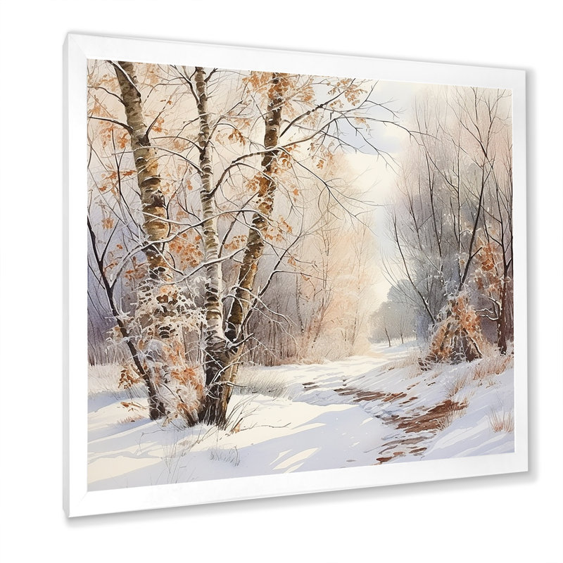 «Trees Charm In Winter - Tree», art mural sur toile, H 30 po x l 30 po x P 1 po, Cadre simple blanc