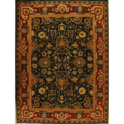 Agra Wool Oriental Area Rug in Red/Black