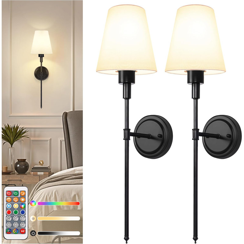Applique murale RVB, Noir mat, H 24,6 po x l 6,7 po x P 6,5 po