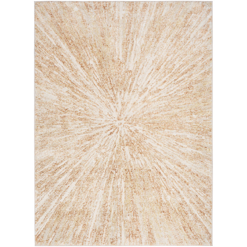 Tapis d'intérieur ivoire moderne 3 pi 11 po x 5 pi 11 po Ebern Designs Rhodes, Rectangle 7 pi 10 po x 9 pi 10 po