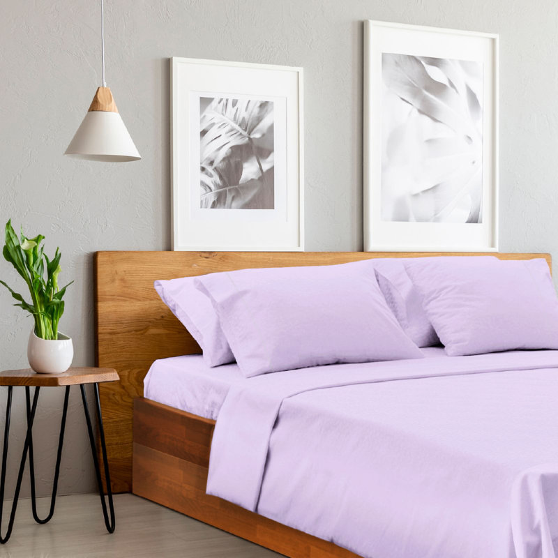 Luxclub 4 PC Lavender California King Silky Soft Cooling Extra Deep Pocket Performance Sheet Set, Lavender
