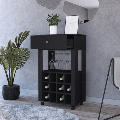 Rolling Bar Cart With Wine Storage