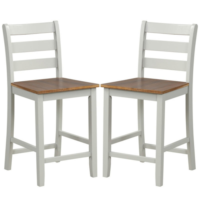 Ensemble de 2 tabourets de bar avec dossier et repose-pieds inclinés