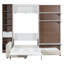 Lit escamotable simple avec tablettes, armoire de rangement, canapé et panneau imprimé-1913949899