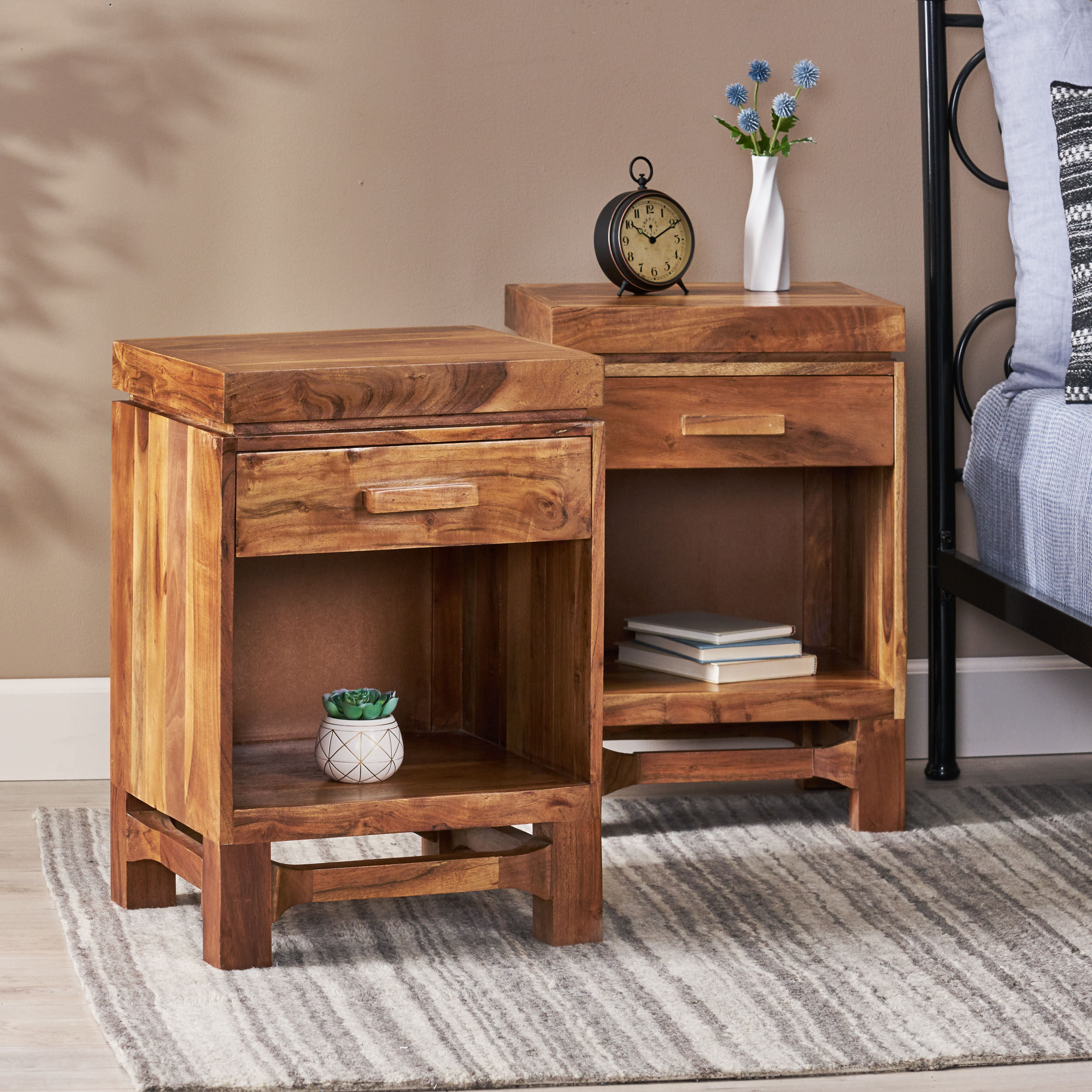 Loon Peak® 1 - Drawer Solid Wood Nightstand in Natural & Reviews | Wayfair