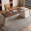 Bureau à 3 tiroirs brun noyer + blanc massif + bois manufacturé-2097471510-2097471511