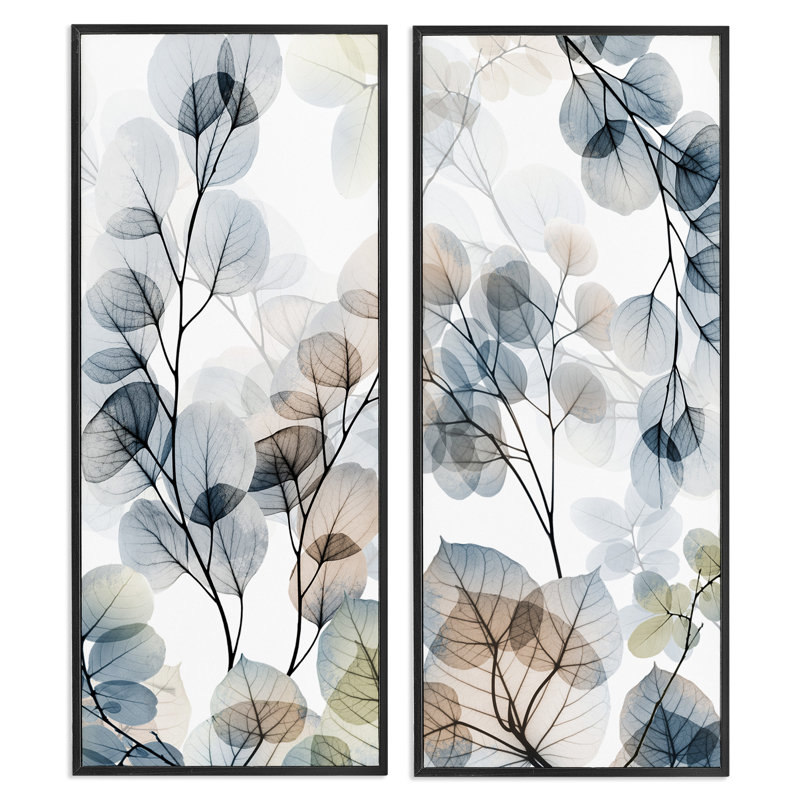 «Elegant Abstract Botanical Plant Leaves», ensemble de 2 giclées encadrées par Albert Koetsier, H 24 po x l 10 po
