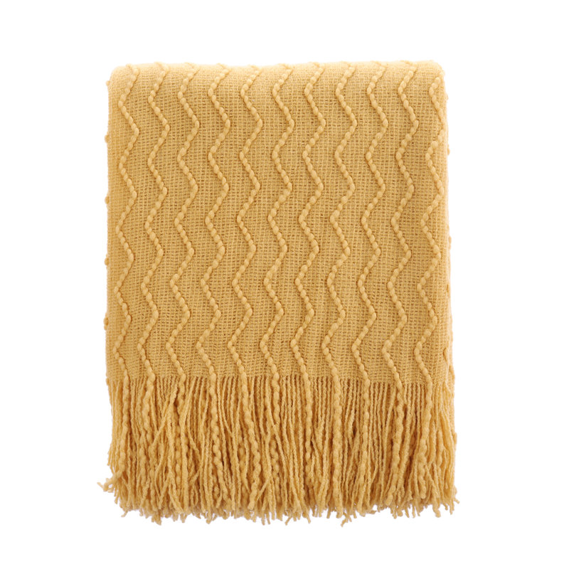 Jeté pour canapé, couvertures douces texturées, couverture tricotée décorative pour la maison, 50 po x 60 po, Moutarde