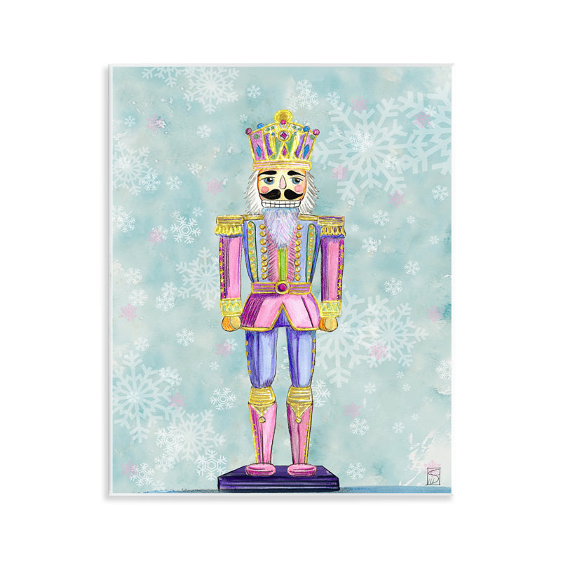 Plaque murale pastel casse-noisette sur flocons de neige, design par Sara Culpepper