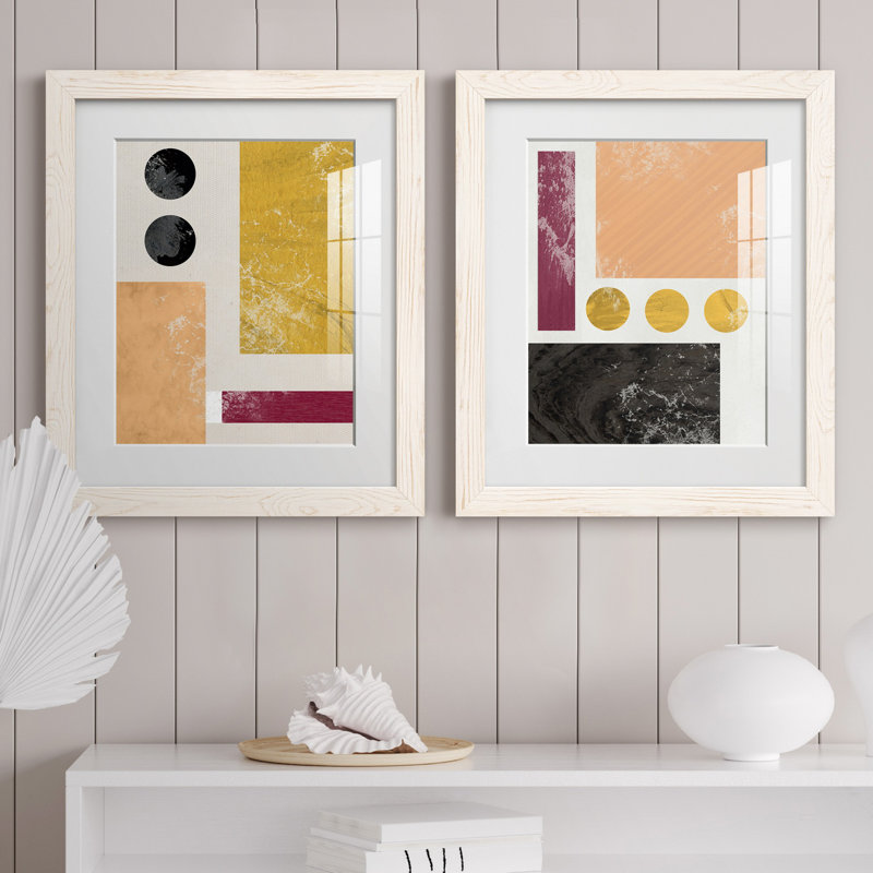 Essie Abstract I - Ensemble de 2 reproductions d'art, Papier encadré blanc, Blanc, H 20 po x l 17 po x P 1 po