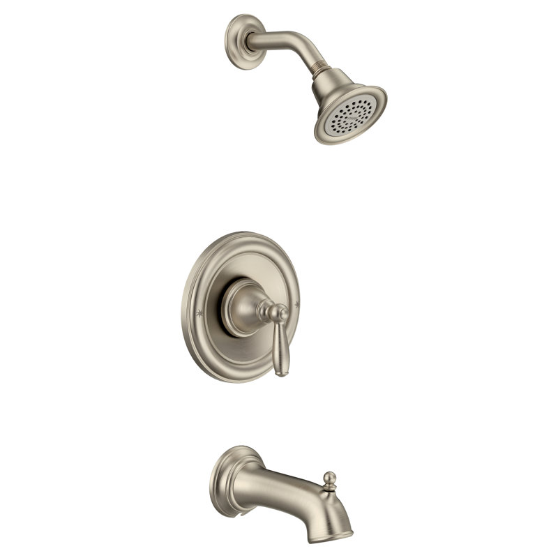 Brantford Volume Control Tub and Shower Faucet with Posi-Temp, 4" H x 7" W x 7" L, Brushed Nickel