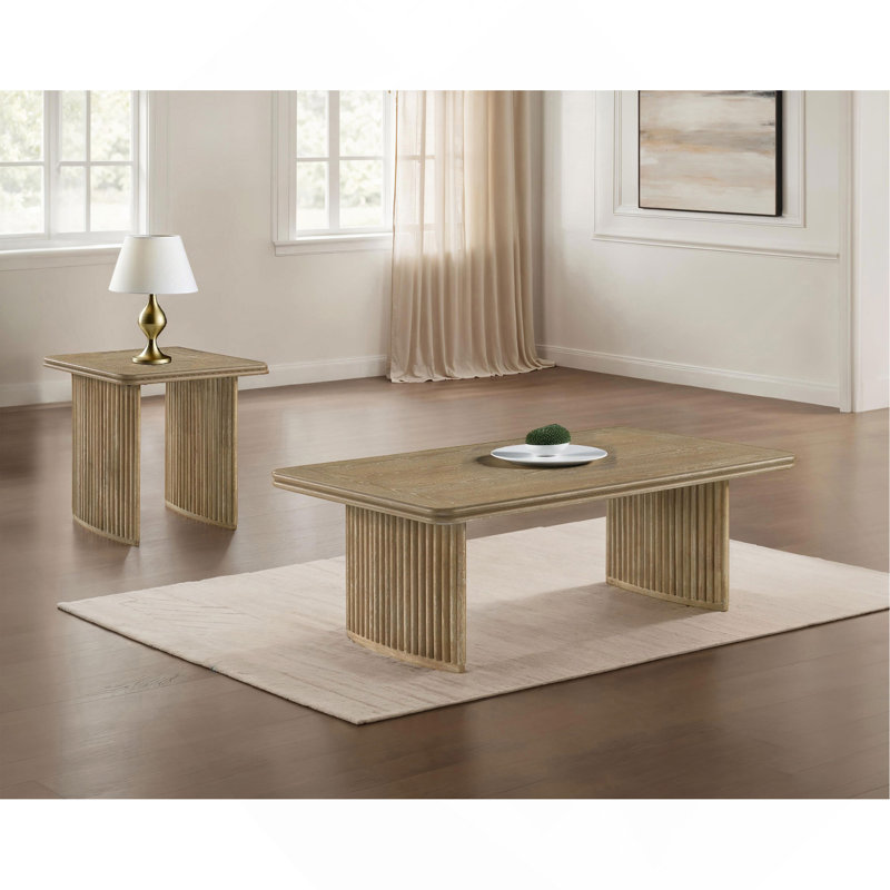 Ensemble de tables basses 2 pièces brun clair délavé