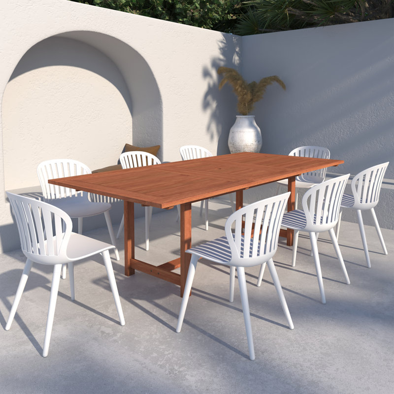 Anautica Outdoor Patio 9pc Dining Set, White