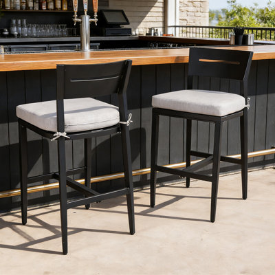 Tabourets d'extérieur en aluminium avec coussins Sunbrella