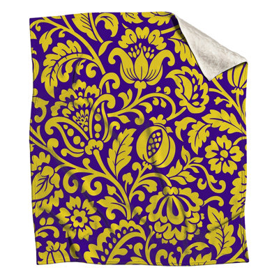 Yellow Floral Damask Blankets