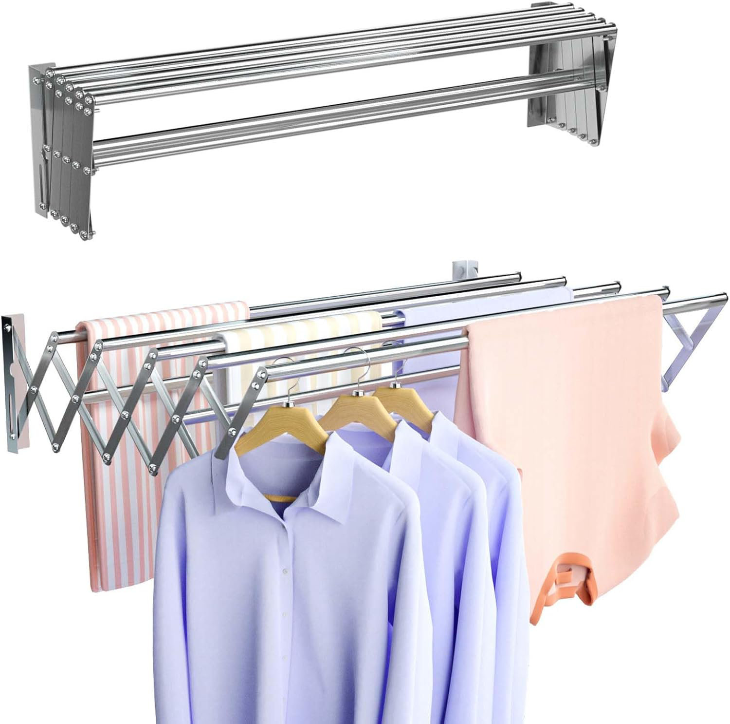 Rebrilliant Wall Mounted Clothes Drying Rack Foldable Wall Mount ...