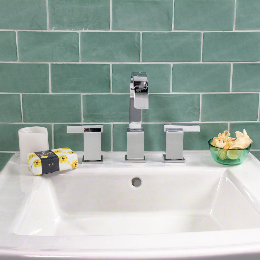 Barcelona 3" x 6" Ceramic Subway Wall Tile, Green Lake