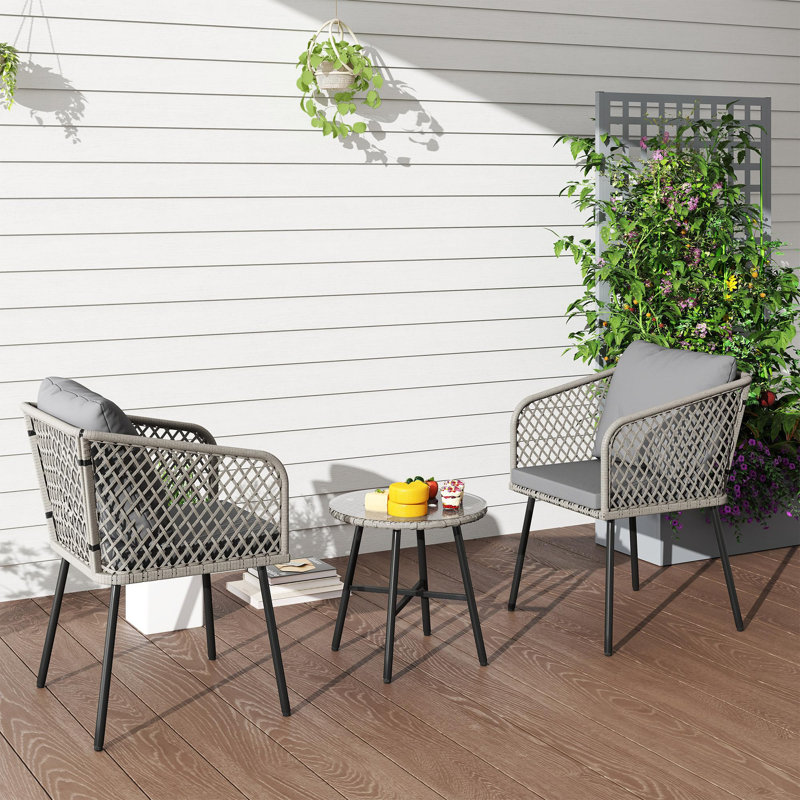 Patio Dining Set with, Gray, Light Gray