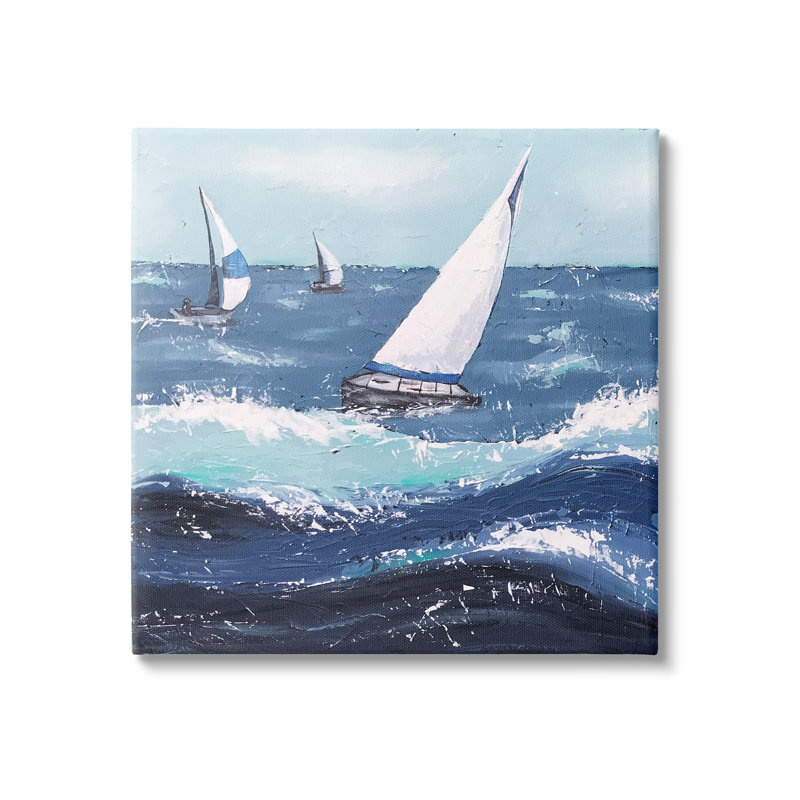 Vagues rugueuses par Jade Reynolds - Peinture, H 17 po x l 17 po x P 1,5 po, Toile tendue