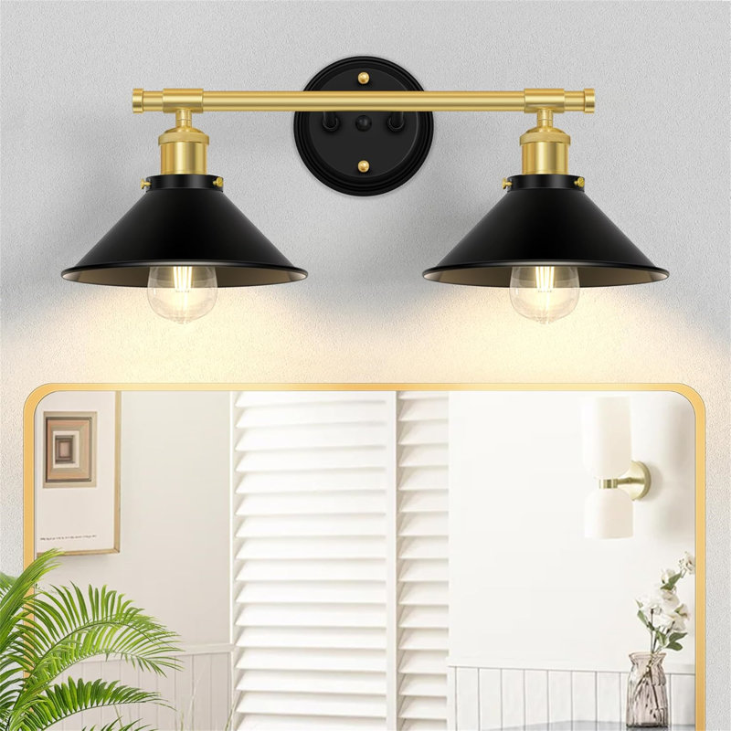 Éclairage de salle de bain à intensité variable Dedmond, 2, Noir mat / or