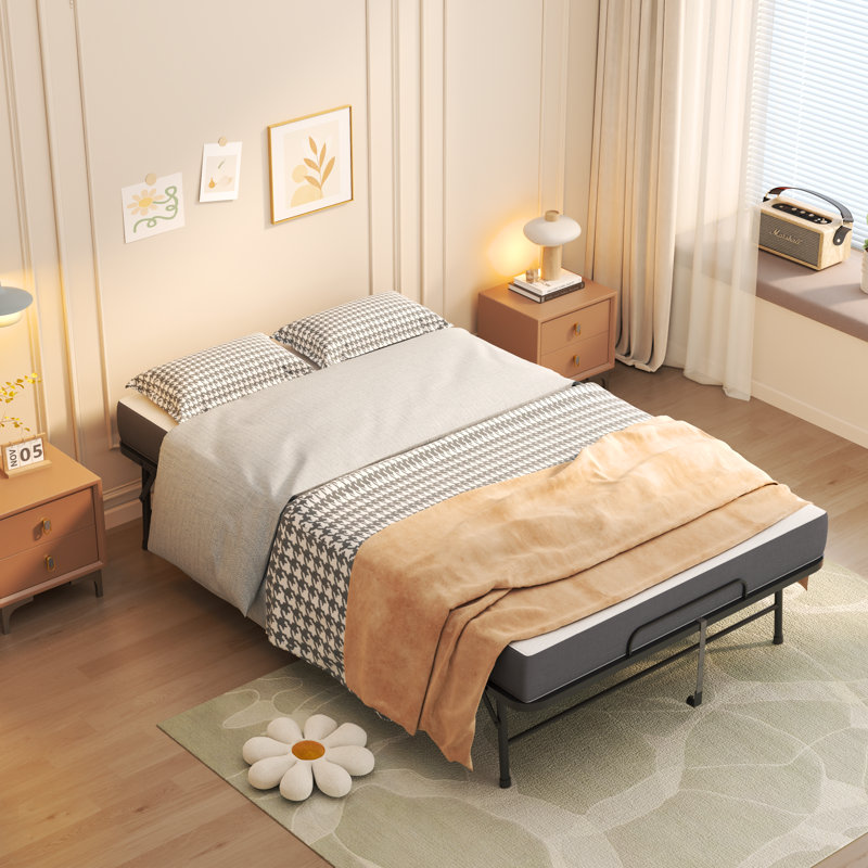 Lits pliants portables spacieux, structure en métal, confort moderne pour les invités