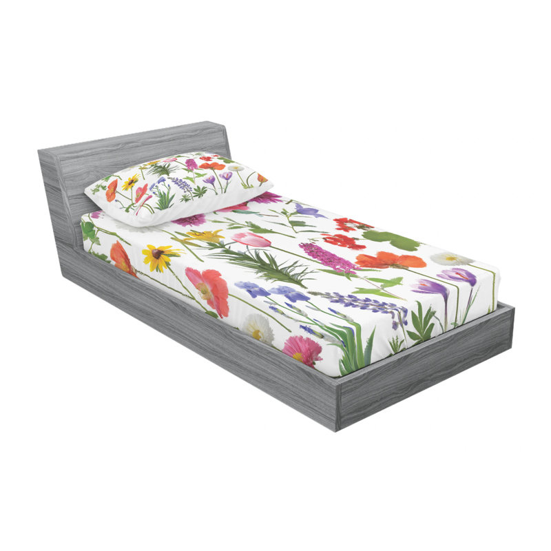 Microfiber Floral Sheet Set, Twin XL Sheet Set with 1 Pillowcase