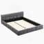 Lit tapissier élégant en chenille beige avec motif damier, grand, gris-955545521-955545520