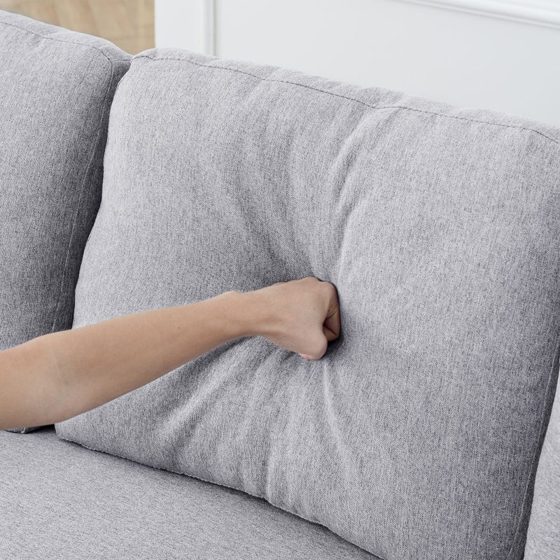 Canapé modulaire rembourré Somil, Mélange de lin gris clair
