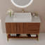 Meuble-lavabo moderne de 36 po avec lavabo vasque en céramique, armoire d'appoint dorée